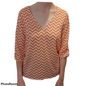 Everly Orange and White blouse